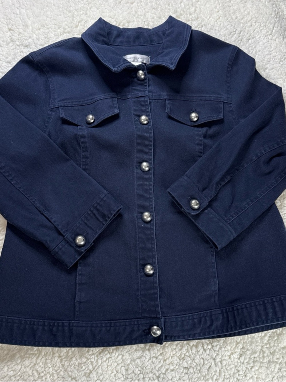 Christopher & Banks Button Front Utility Jacket Women's L Navy Blue